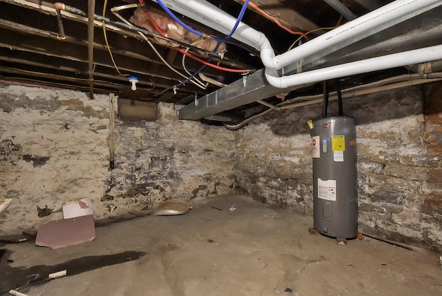 basement featuring water heater