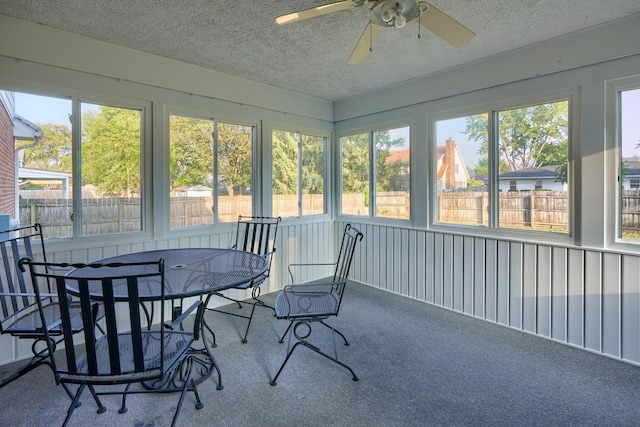 sunroom / solarium with plenty of natural light and ceiling fan