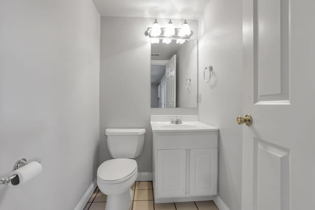 bathroom featuring toilet, vanity, and tile patterned floors