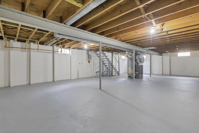 basement featuring plenty of natural light