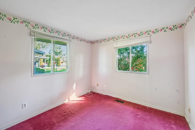 carpeted empty room featuring plenty of natural light