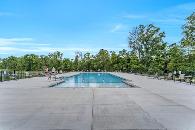 view of swimming pool with a patio area