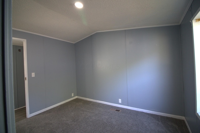 bonus room featuring carpet, a textured ceiling, and vaulted ceiling