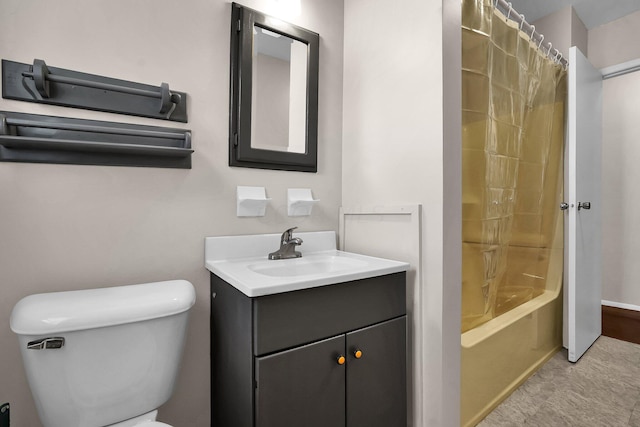 full bathroom featuring vanity, toilet, and shower / tub combo