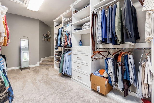 spacious closet with light carpet