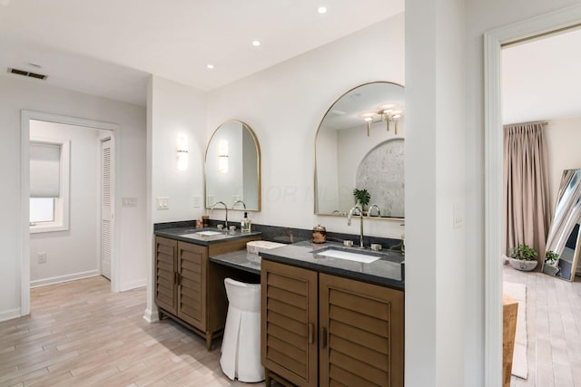 bathroom featuring wood-type flooring and vanity