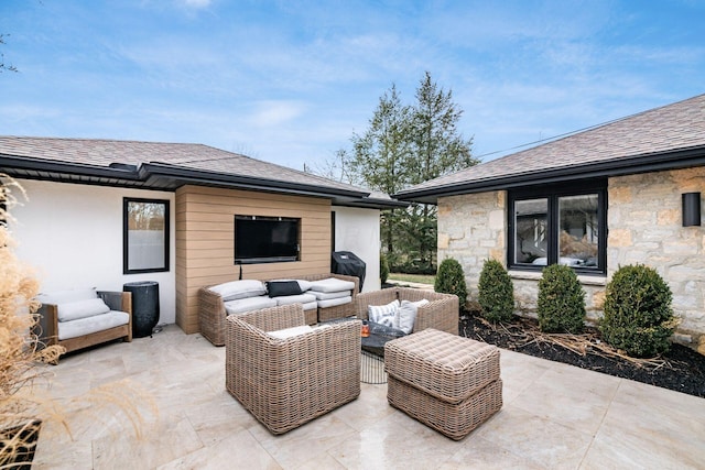 view of patio / terrace featuring an outdoor living space