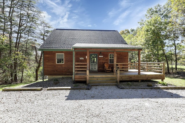 view of log home