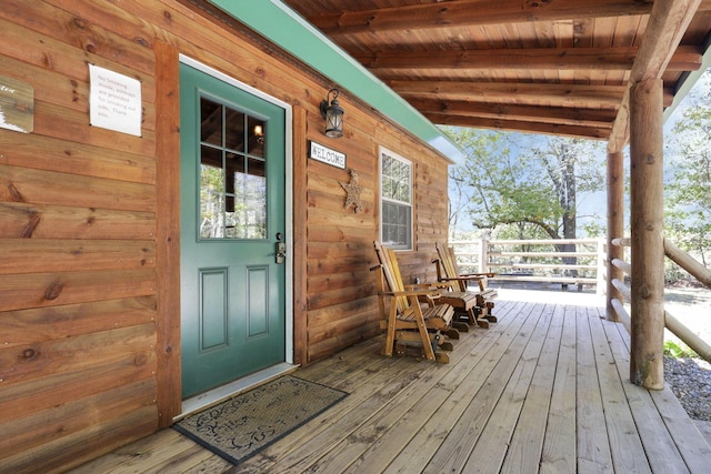 deck featuring a porch