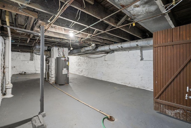 basement with electric water heater