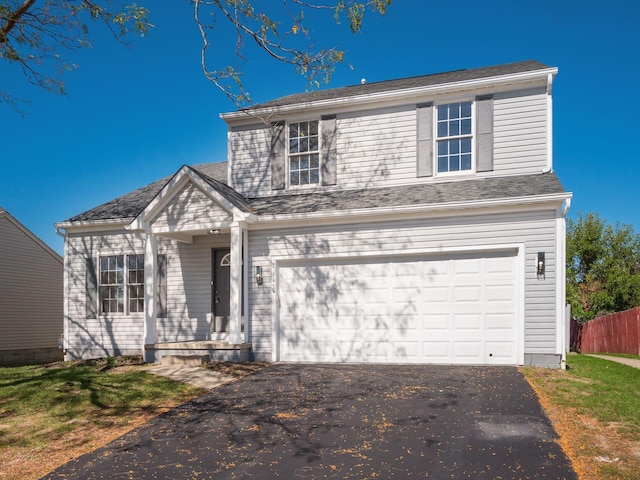 front facade with a garage