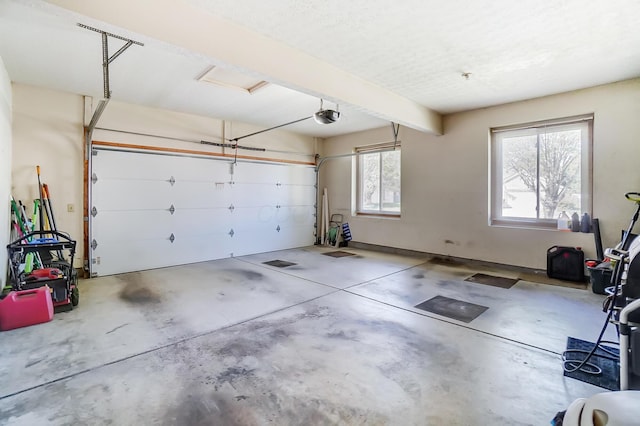 garage with a garage door opener