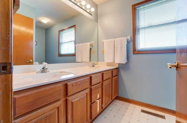 bathroom with plenty of natural light and vanity