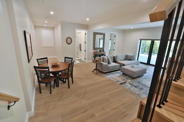 living room featuring light wood-type flooring