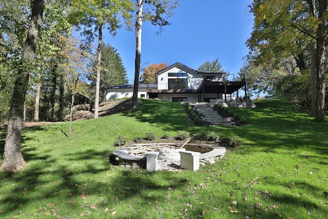 view of yard featuring a deck