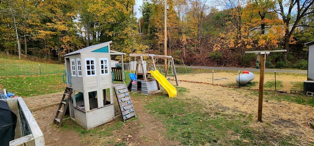 view of play area with a lawn