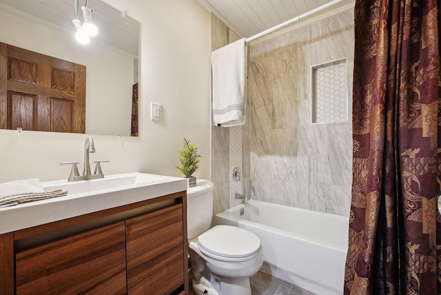 full bathroom featuring vanity, toilet, and shower / tub combo