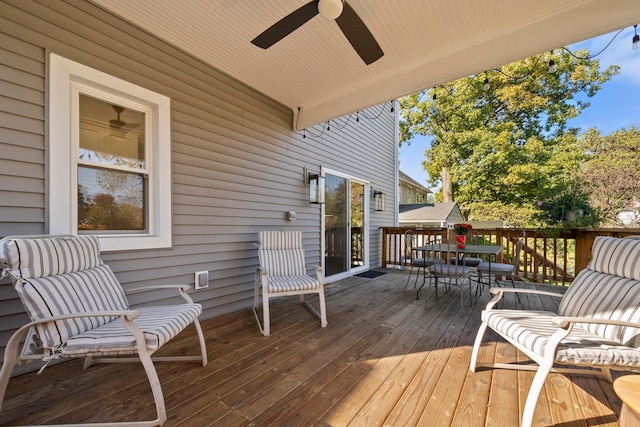 deck featuring ceiling fan