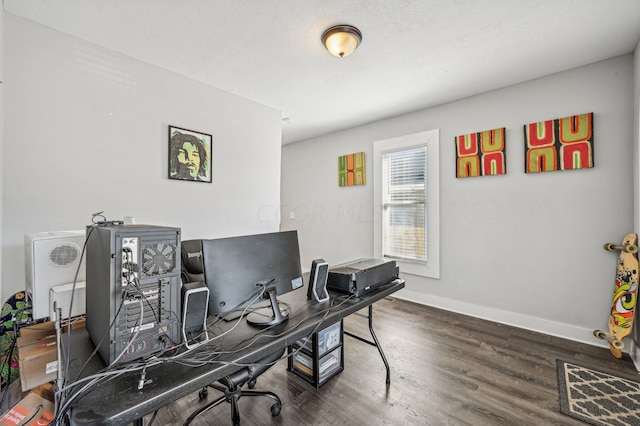 office area with dark hardwood / wood-style flooring