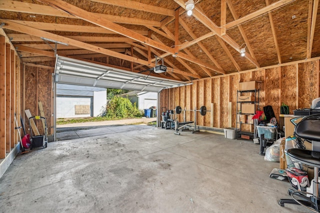 garage with a garage door opener