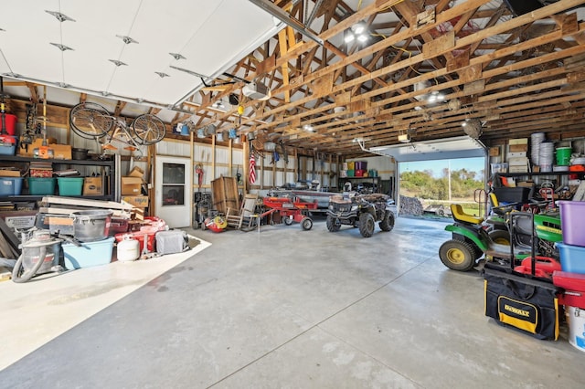 garage with a garage door opener