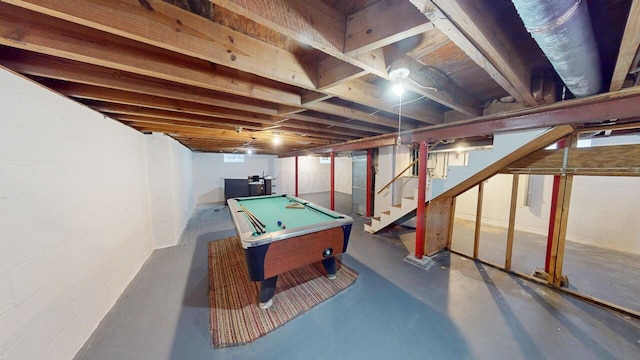 game room with concrete floors and billiards