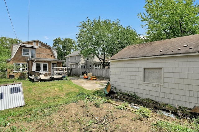 view of yard with a deck