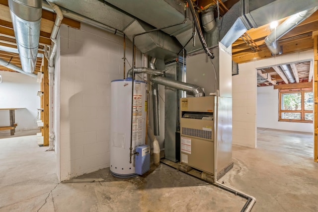 utility room with water heater