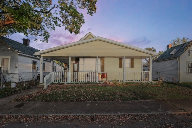 view of front facade featuring covered porch