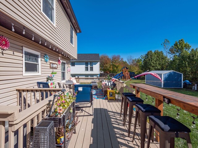 deck with a playground