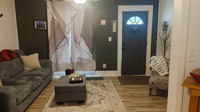 foyer entrance featuring light wood-type flooring