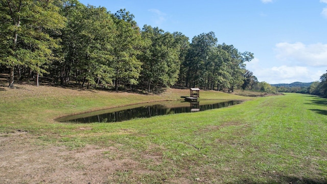 view of community featuring a yard and a water view