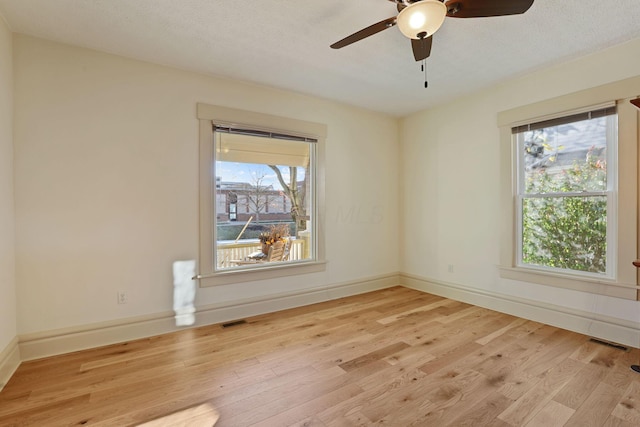 unfurnished room featuring light wood-type flooring and a healthy amount of sunlight