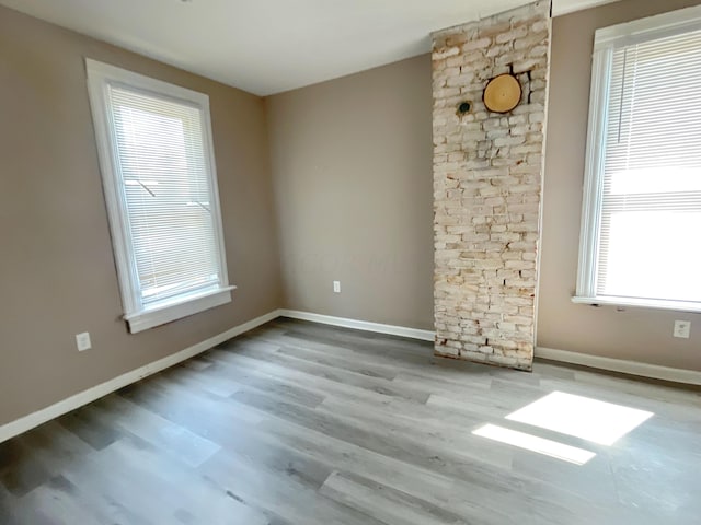 unfurnished living room with light hardwood / wood-style floors and a wealth of natural light