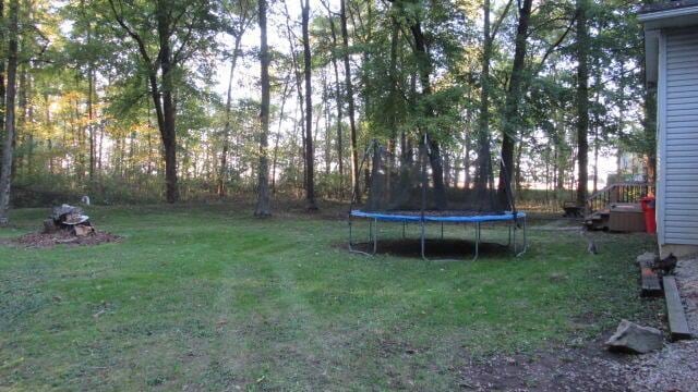 view of yard featuring a trampoline