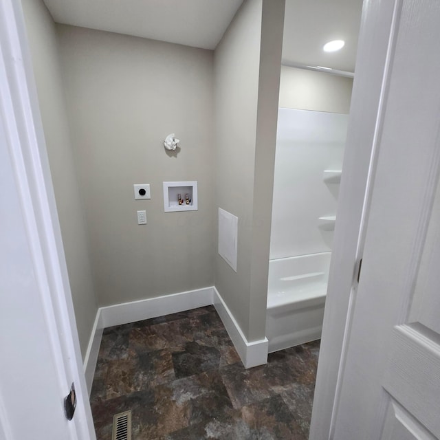 1214 W Mulberry St, Lancaster, OH 43130 - washroom with dark stone finish floors, hookup for an electric dryer, and hookup for a washing machine