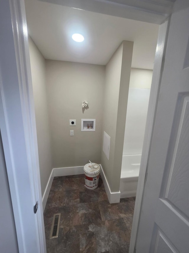 1214 W Mulberry St, Lancaster, OH 43130 - laundry area with electric dryer hookup, stone finish flooring, and washer hookup