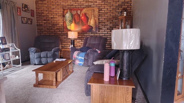 living room featuring light colored carpet