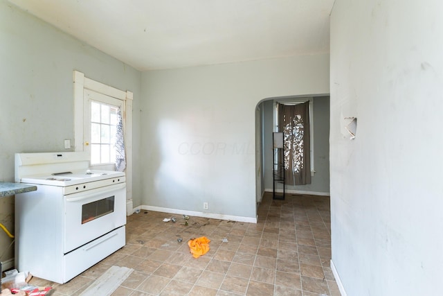 kitchen with white range with electric stovetop