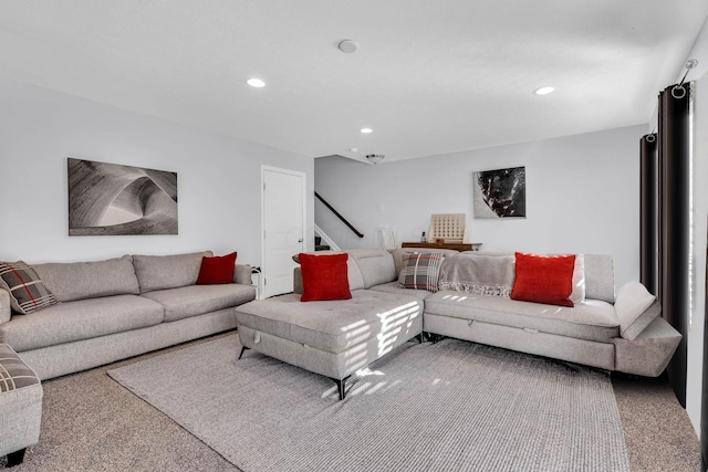 living room featuring carpet