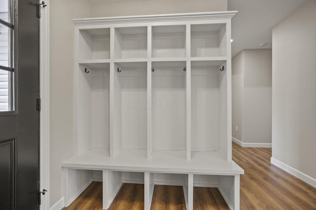 mudroom featuring dark hardwood / wood-style floors