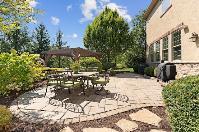 view of patio featuring a pergola