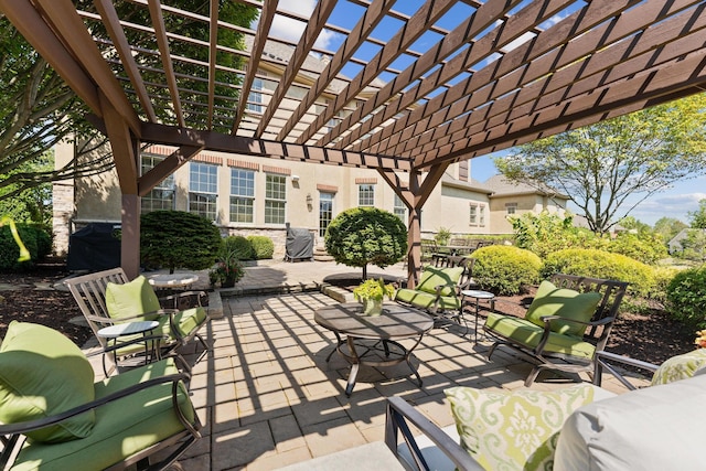 view of patio / terrace featuring a pergola