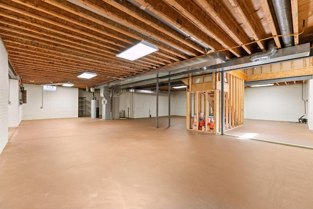 basement with water heater