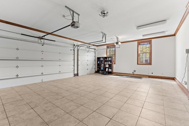 garage with a garage door opener