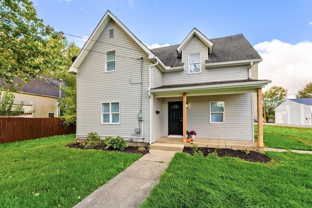 view of front of home featuring a front yard