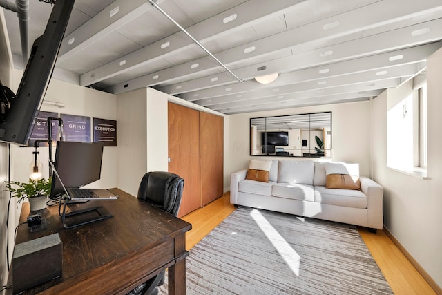 office area featuring light wood-type flooring