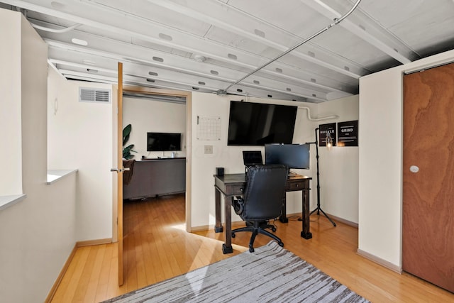 office area featuring hardwood / wood-style flooring