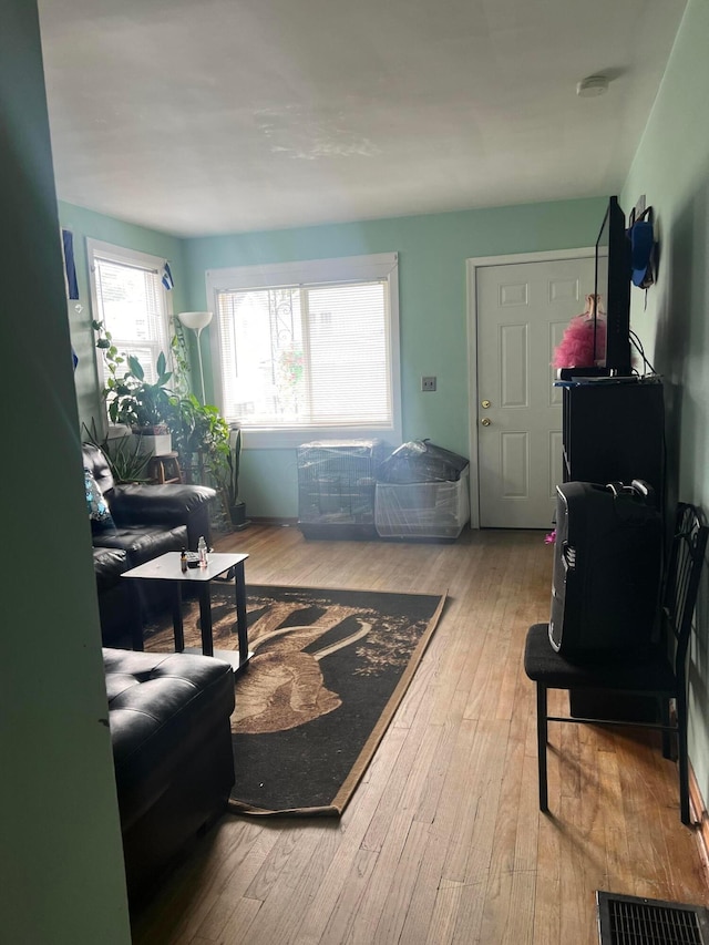 living room with light wood-type flooring