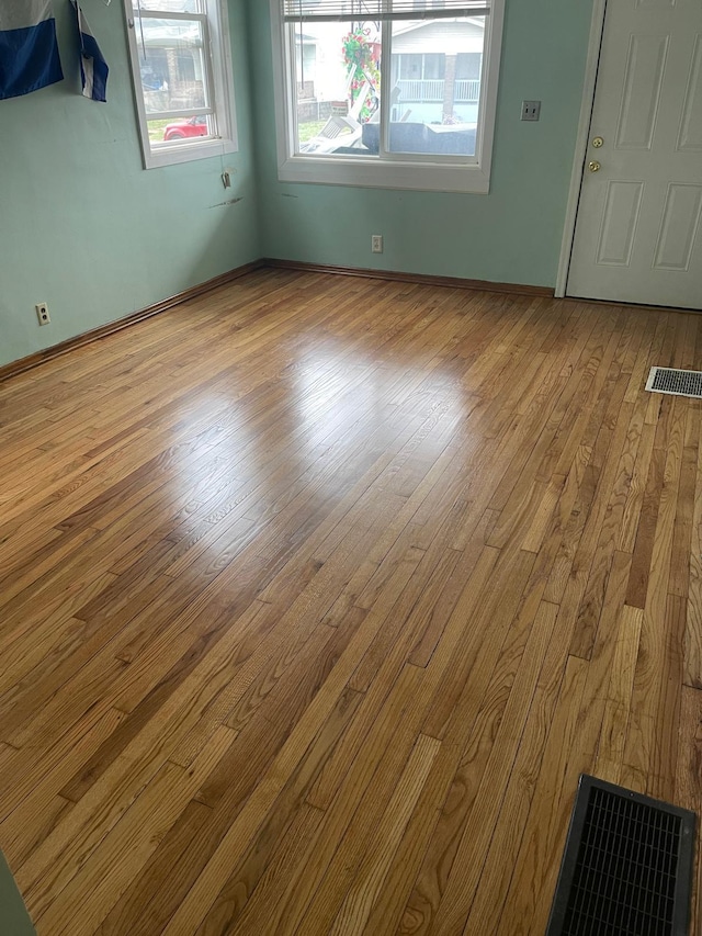 empty room featuring light wood-type flooring and a wealth of natural light